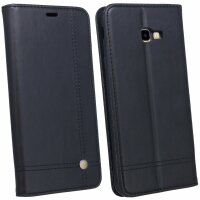 Elegante Buch-Tasche Hülle für Samsung Galaxy J4+ Plus (J415F) Schwarz Leder Optik "Prestige" Wallet Book-Style Schale cofi1453®