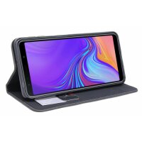 Elegante Buch-Tasche Hülle für Samsung Galaxy A7 2018 (A750F) Schwarz Leder Optik "Prestige" Wallet Book-Style Schale cofi1453®