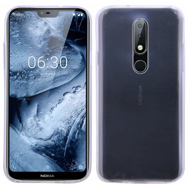 Nokia 5.1 Plus (2018) // Silikon Hülle Tasche Case Zubehör Gummi Bumper Schale Schutzhülle Zubehör in Transparent @cofi1453®