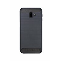 Samsung Galaxy J6+ Plus (J610F) // Silikon Hülle Tasche Case Zubehör Gummi Bumper Schale Schutzhülle in Carbon-Schwarz @cofi1453®