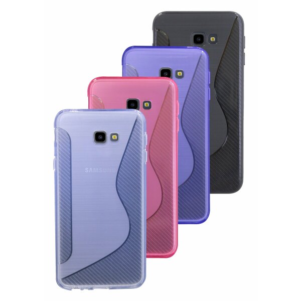 Samsung Galaxy J4+ Plus ( J415F ) // S-Line TPU SchutzHülle Silikon Hülle Silikonschale Case Cover Zubehör Bumper in Schwarz @ cofi1453®