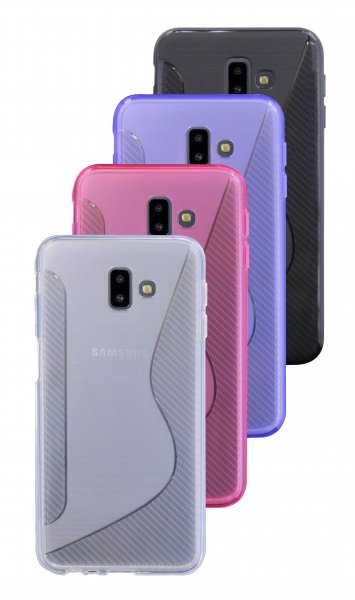 Samsung Galaxy J6+ Plus ( J610F ) // S-Line TPU SchutzHülle Silikon Hülle Silikonschale Case Cover Zubehör Bumper in Schwarz @ cofi1453®