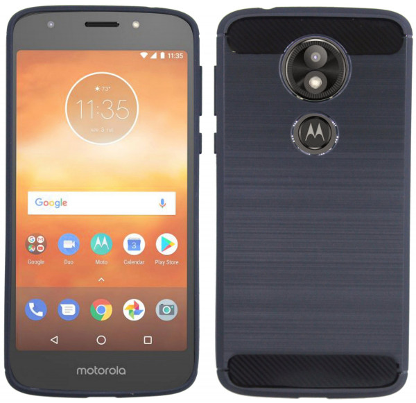Motorola Moto E5 Plus // Silikon Hülle Tasche Case Zubehör Gummi Bumper Schale Schutzhülle in Carbon-Schwarz @cofi1453®