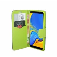 Elegante Buch-Tasche Hülle Fancy für das Samsung Galaxy A7 2018 ( A750F ) in Blau-Grün Wallet Book-Style Schale @ cofi1453®