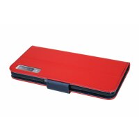 Elegante Buch-Tasche Hülle Fancy für das Samsung Galaxy A7 2018 ( A750F ) in Rot-Blau Wallet Book-Style Schale @ cofi1453®