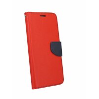 Elegante Buch-Tasche Hülle Fancy für das Samsung Galaxy A7 2018 ( A750F ) in Rot-Blau Wallet Book-Style Schale @ cofi1453®