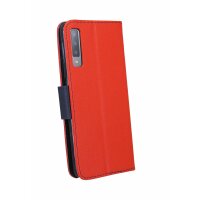 Elegante Buch-Tasche Hülle Fancy für das Samsung Galaxy A7 2018 ( A750F ) in Rot-Blau Wallet Book-Style Schale @ cofi1453®