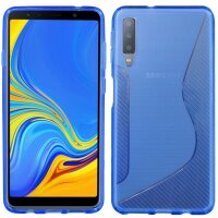 Samsung Galaxy A7 2018 ( A750F ) // S-Line TPU SchutzHülle Silikon Hülle Silikonschale Case Cover Zubehör Bumper in Schwarz @ cofi1453®