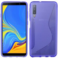 Samsung Galaxy A7 2018 ( A750F ) // S-Line TPU SchutzHülle Silikon Hülle Silikonschale Case Cover Zubehör Bumper in Schwarz @ cofi1453®