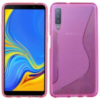 Samsung Galaxy A7 2018 ( A750F ) // S-Line TPU SchutzHülle Silikon Hülle Silikonschale Case Cover Zubehör Bumper in Schwarz @ cofi1453®