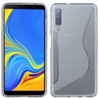 Samsung Galaxy A7 2018 ( A750F ) // S-Line TPU SchutzHülle Silikon Hülle Silikonschale Case Cover Zubehör Bumper in Schwarz @ cofi1453®