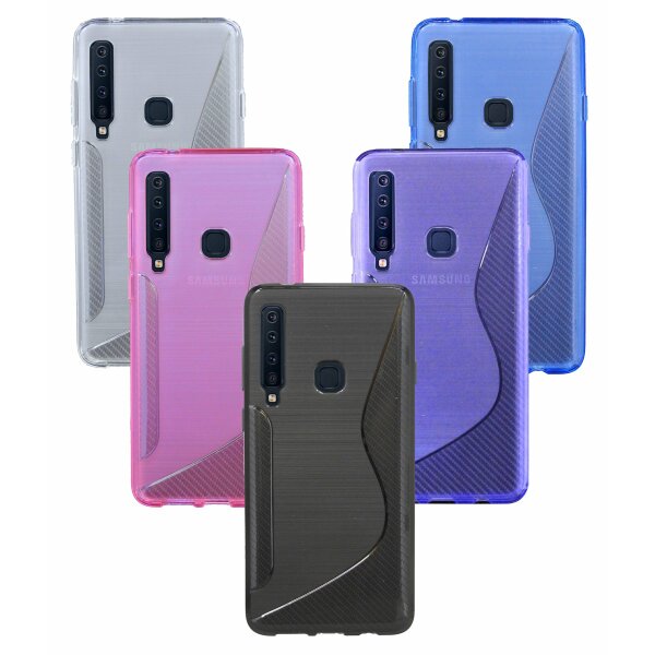 Samsung Galaxy A9 2018 ( A920F ) // S-Line TPU SchutzHülle Silikon Hülle Silikonschale Case Cover Zubehör Bumper in Schwarz @ cofi1453®