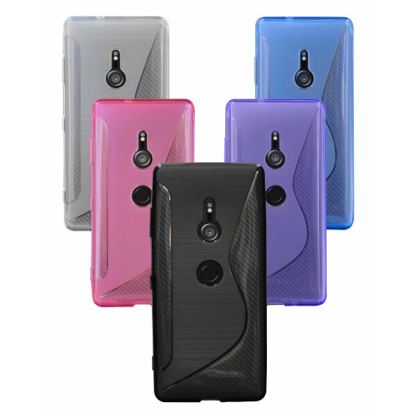 Sony Xperia XZ3 // S-Line TPU SchutzHülle Silikon Hülle Silikonschale Case Cover Zubehör Bumper in Schwarz @ cofi1453®