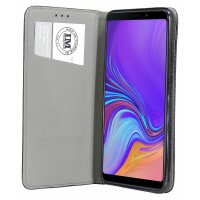 Elegante Buch-Tasche Hülle für Samsung Galaxy A9 2018 (A920F) Schwarz Leder Optik "Smart" Wallet Book-Style Schale cofi1453®