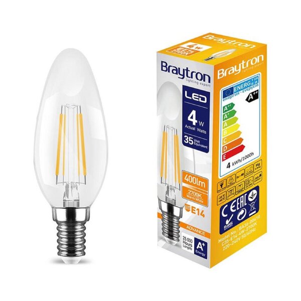 E14 4W LED Filament Kerzenlampe C35 400 Lumen