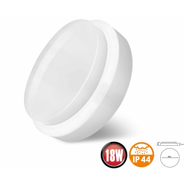 18W LED Deckenlampe Rund 1260 Lumen IP44