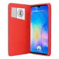 Elegante Buch-Tasche Hülle für das HUAWEI MATE 20 in Rot Leder Optik Wallet Book-Style Cover Schale cofi1453®