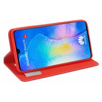 Elegante Buch-Tasche Hülle für das HUAWEI MATE 20 in Rot Leder Optik Wallet Book-Style Cover Schale cofi1453®