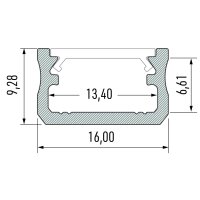 PD-A 1 Meter LED Aluminium Profil 16x9mm Silber eloxiert für 12mm LED Streifen