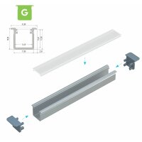 LED Aluminium Profil PD-G 1 Meter Aluprofil Leiste 17 x 18mm Silber eloxiert für 12mm LED Streifen inkl. Endkappen