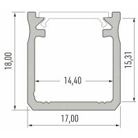 LED Aluminium Profil PD-Y 1 Meter Aluprofil Leiste 17 x 18mm Silber eloxiert für 12mm LED Streifen inkl. Endkappen