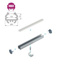 LED Aluminium Eckprofil Mico 1 Meter Aluprofil Leiste Silber eloxiert für 12mm LED Streifen inkl. Endkappen