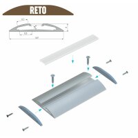 LED Aluminium Profil Reto 1 Meter Aluprofil Leiste 55 x 8mm Silber eloxiert für 10mm LED Streifen inkl. Endkappen