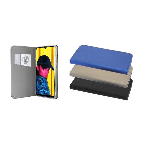 Elegante Buch-Tasche Hülle Smart Magnet kompatibel für Das Huawei P Smart ( 2019 ) Leder Optik Wallet Book-Style Cover Schale in Schwarz @cofi1453®
