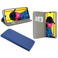 Elegante Buch-Tasche Hülle Smart Magnet kompatibel für Das Huawei P Smart ( 2019 ) Leder Optik Wallet Book-Style Cover Schale in Schwarz @cofi1453®