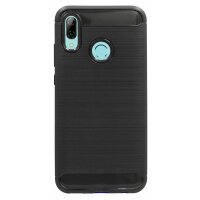 Silikon Hülle Tasche kompatibel für Huawei P Smart 2019 Case Zubehör Gummi Bumper Schale Schutzhülle in Carbon-Schwarz @cofi1453®