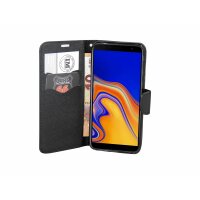 Samsung Galaxy J6+ Plus J610F Tasche Flip Case Schutzhülle Schwarz + Glas