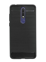 Silikon Hülle Tasche kompatibel für Nokia 3.1 PLUS Case Zubehör Gummi Bumper Schale Schutzhülle in Carbon-Schwarz @cofi1453®