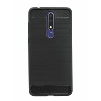 Silikon Hülle Tasche kompatibel für Nokia 3.1 PLUS Case Zubehör Gummi Bumper Schale Schutzhülle in Carbon-Schwarz @cofi1453®