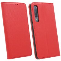 Buch Tasche Smart kompatibel mit Samsung Galaxy A7 2018 (A750F) Handy Hülle Etui Brieftasche Schutzhülle mit Standfunktion, Kartenfach Rot @cofi1453®