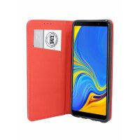 Buch Tasche Smart kompatibel mit Samsung Galaxy A7 2018 (A750F) Handy Hülle Etui Brieftasche Schutzhülle mit Standfunktion, Kartenfach Rot @cofi1453®