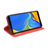 Buch Tasche Smart kompatibel mit Samsung Galaxy A7 2018 (A750F) Handy Hülle Etui Brieftasche Schutzhülle mit Standfunktion, Kartenfach Rot @cofi1453®