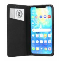 cofi1453® Buch Tasche "Smart" kompatibel mit HUAWEI MATE 20 PRO Handy Hülle Etui Brieftasche Schutzhülle mit Standfunktion, Kartenfach Schwarz