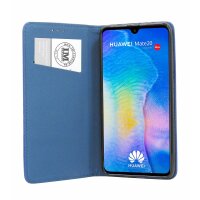 cofi1453® Buch Tasche "Smart" kompatibel mit Huawei Mate 20 Handy Hülle Etui Brieftasche Schutzhülle mit Standfunktion, Kartenfach Blau