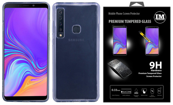 Hülle Silikon Case Tasche Cover + 9H Schutz Panzerfolie Glas kompatibel mit Samsung Galaxy A9 2018 A920F @cofi1453®