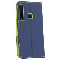 cofi1453® Buch Tasche "Fancy" kompatibel mit SAMSUNG GALAXY A9 2018 (A920F) Handy Hülle Etui Brieftasche Schutzhülle mit Standfunktion, Kartenfach Blau-Grün