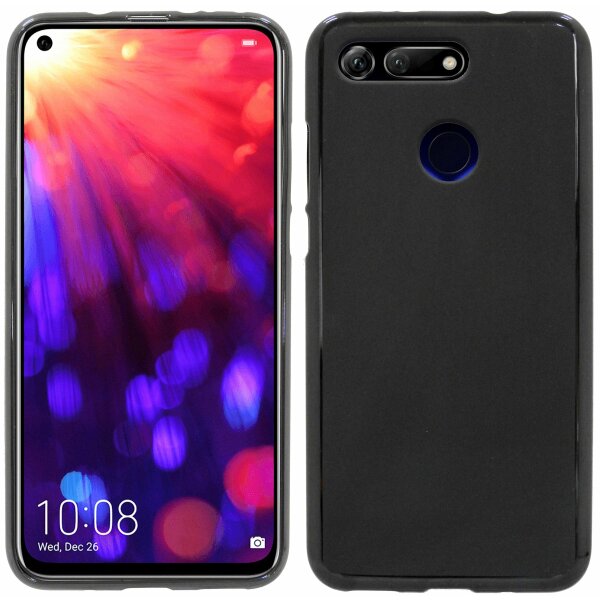 cofi1453® Silikon Hülle Basic kompatibel mit HONOR VIEW 20 Case TPU Soft Handy Cover Schutz Schwarz