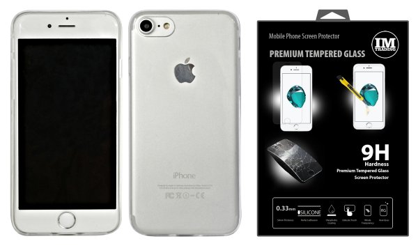 Hülle Silikon Case Tasche Cover + 9H Schutz Panzerfolie Glas kompatibel mit iPhone 7 / 8 @cofi1453®