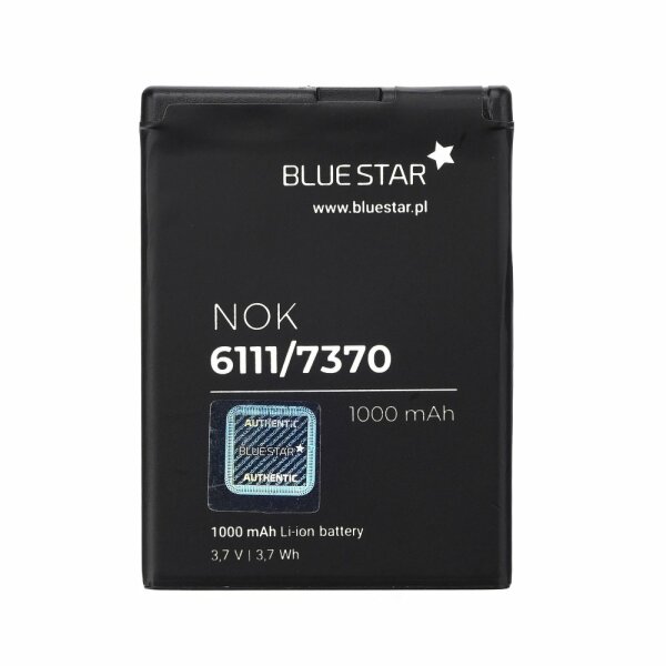 Bluestar Akku Ersatz kompatibel mit Nokia 6111 / 7370 / N76 / 2630 / 2760 / N75 / 2600 Classic 1000 mAh Austausch Batterie Accu BL-4B