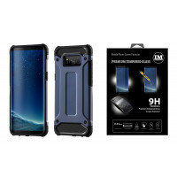 Panzerhülle "HYBRID" + 9H PANZERFOLIE für Xiaomi MODELLE PanzerCase Outdoor Hülle Schutzglas in Blau