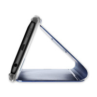 cofi1453® Smart View Spiegel Mirror Smart Cover Schale Etui kompatibel mit Samsung Galaxy A3 2017 (A320F) Schutzhülle Tasche Case Schutz Clear Schwarz