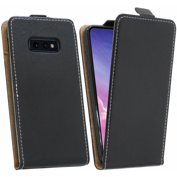 cofi1453® Flip Case kompatibel mit SAMSUNG GALAXY S10e (G970F) Handy Tasche vertikal aufklappbar Schutzhülle Klapp Hülle Schwarz