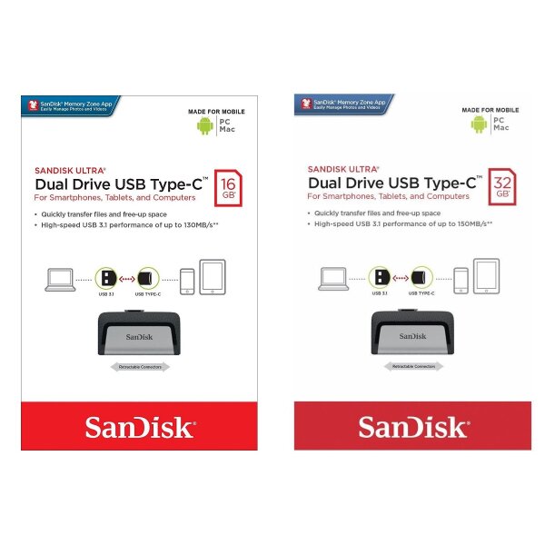 SanDisk USB Typ-C Dual Drive 3.1 16GB 32GB