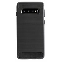 cofi1453® Silikon Hülle Carbon kompatibel mit SAMSUNG GALAXY S10 (G973F) TPU Case Soft Handyhülle Cover Schutzhülle Schwarz