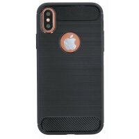 cofi1453® Silikon Hülle Carbon kompatibel mit iPhone X TPU Case Soft Handyhülle Cover Schutzhülle Schwarz