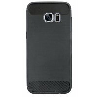 cofi1453® Silikon Hülle Carbon kompatibel mit Samsung Galaxy S7 EDGE (G935F) TPU Case Soft Handyhülle Cover Schutzhülle Schwarz